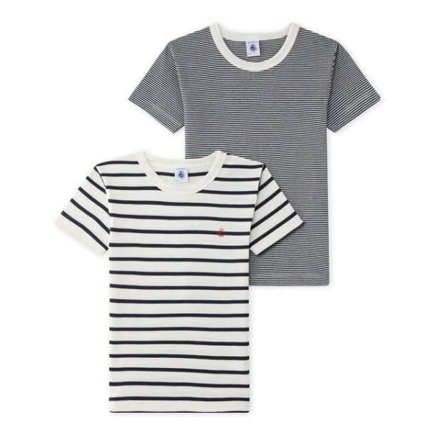Petit Bateau 2 pak kortærmede t-shirts i blåstribet - Undertøj - & Kalinka